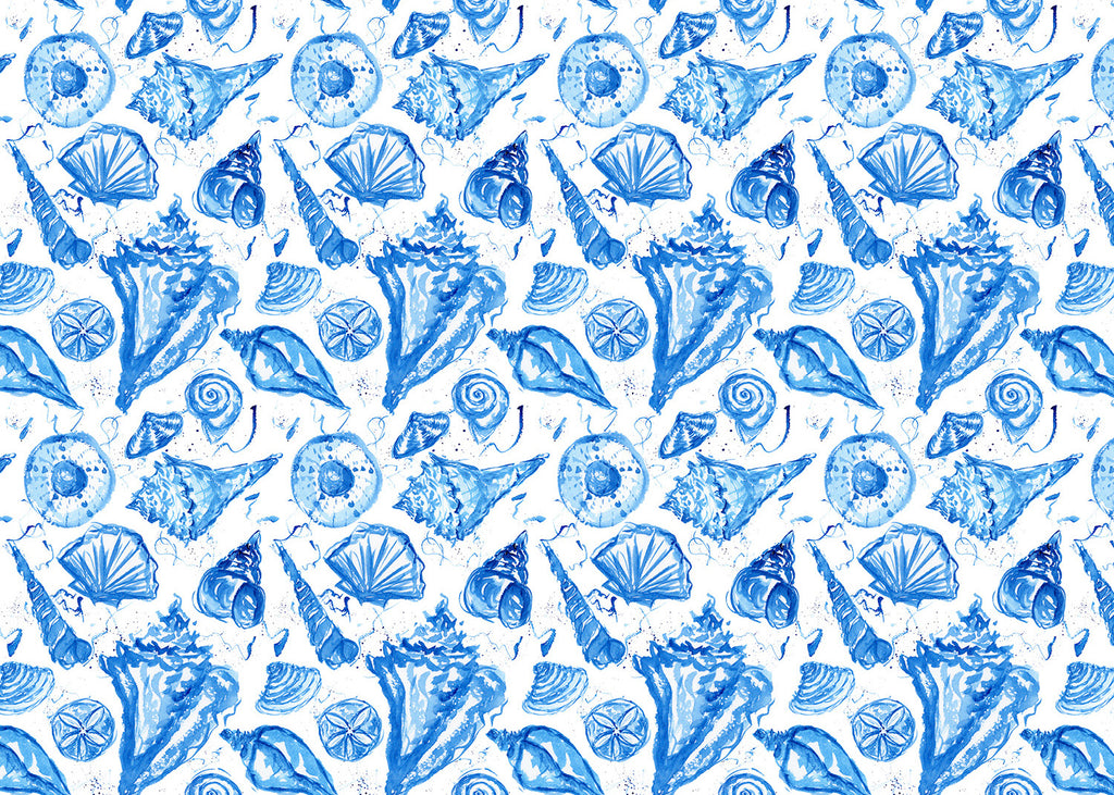 Spoonflower design challenge:  Surface Pattern design with Watercolor Seashells